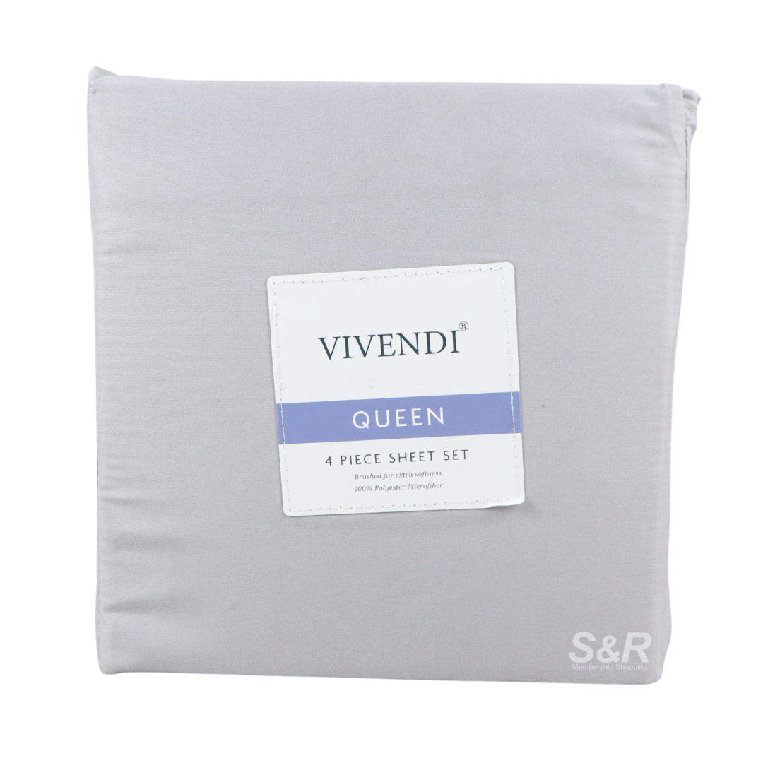 Vivendi Microfiber Dark Gray Queen 4-piece Sheet Set